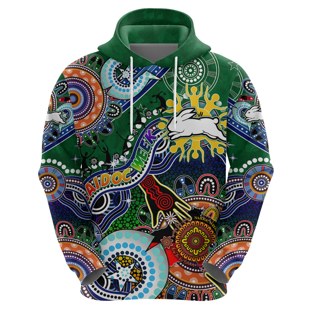 Personalised Rabbitohs NAIDOC Week 2024 Hoodie Australia Aboriginal Dot Painting