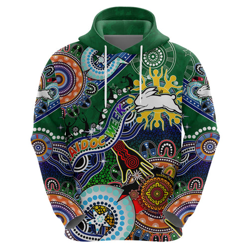 Personalised Rabbitohs NAIDOC Week 2024 Hoodie Australia Aboriginal Dot Painting