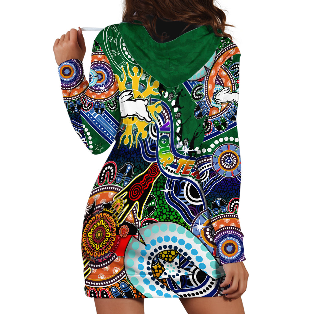 Personalised Rabbitohs NAIDOC Week 2024 Hoodie Dress Australia Aboriginal Dot Painting