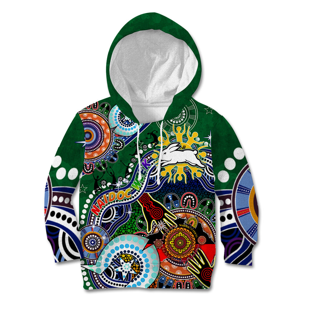 Personalised Rabbitohs NAIDOC Week 2024 Kid Hoodie Australia Aboriginal Dot Painting