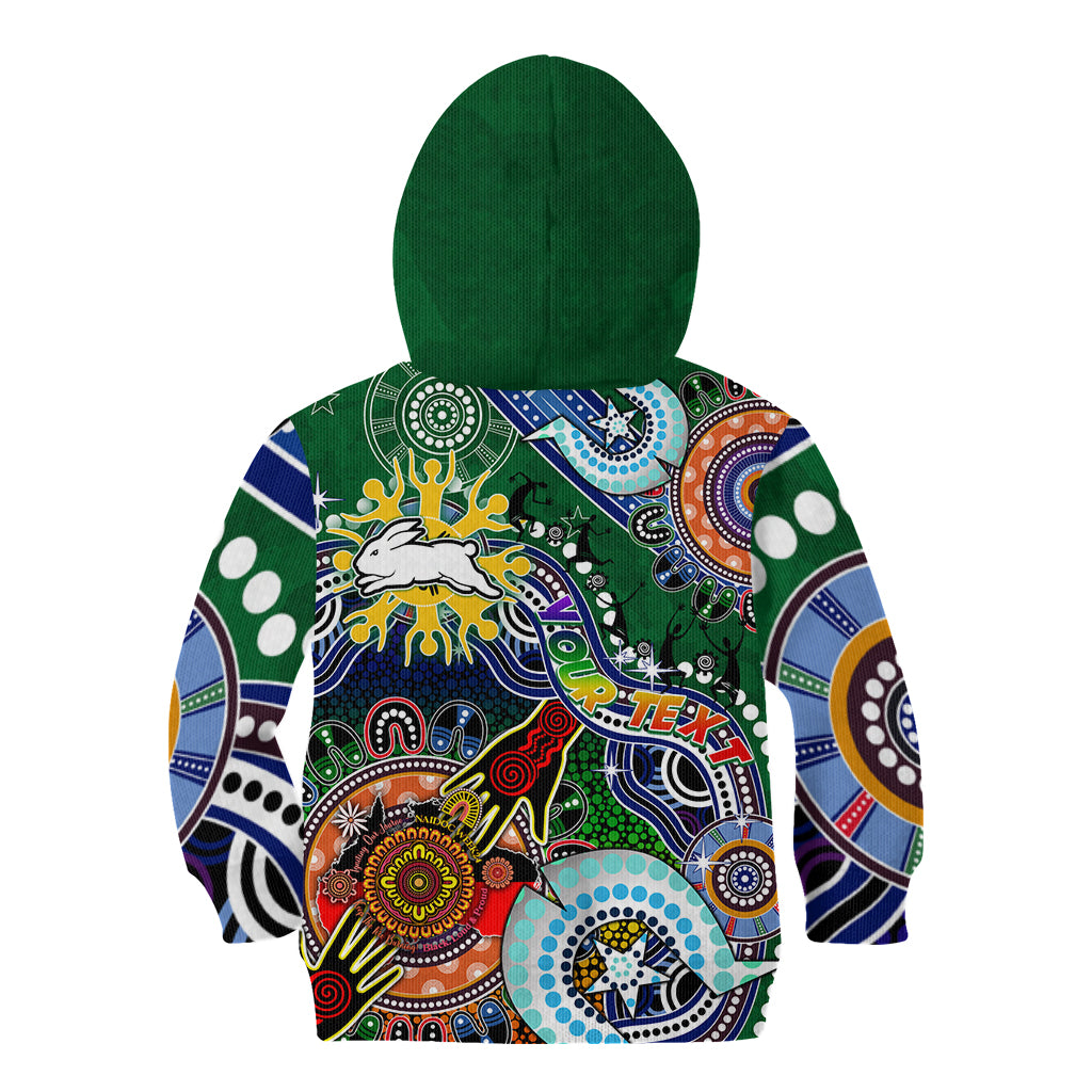 Personalised Rabbitohs NAIDOC Week 2024 Kid Hoodie Australia Aboriginal Dot Painting