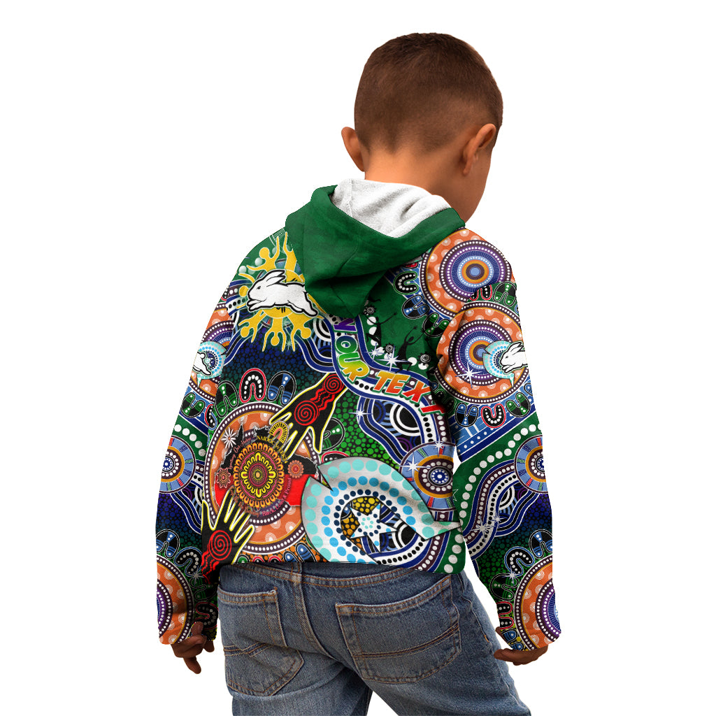 Personalised Rabbitohs NAIDOC Week 2024 Kid Hoodie Australia Aboriginal Dot Painting