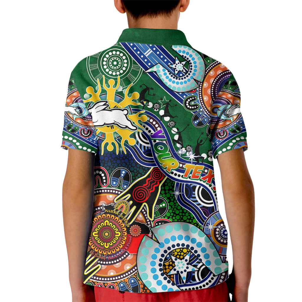 Personalised Rabbitohs NAIDOC Week 2024 Kid Polo Shirt Australia Aboriginal Dot Painting