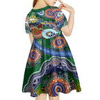 Personalised Rabbitohs NAIDOC Week 2024 Kid Short Sleeve Dress Australia Aboriginal Dot Painting