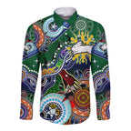 Personalised Rabbitohs NAIDOC Week 2024 Long Sleeve Button Shirt Australia Aboriginal Dot Painting