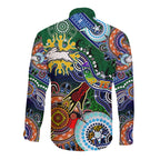 Personalised Rabbitohs NAIDOC Week 2024 Long Sleeve Button Shirt Australia Aboriginal Dot Painting