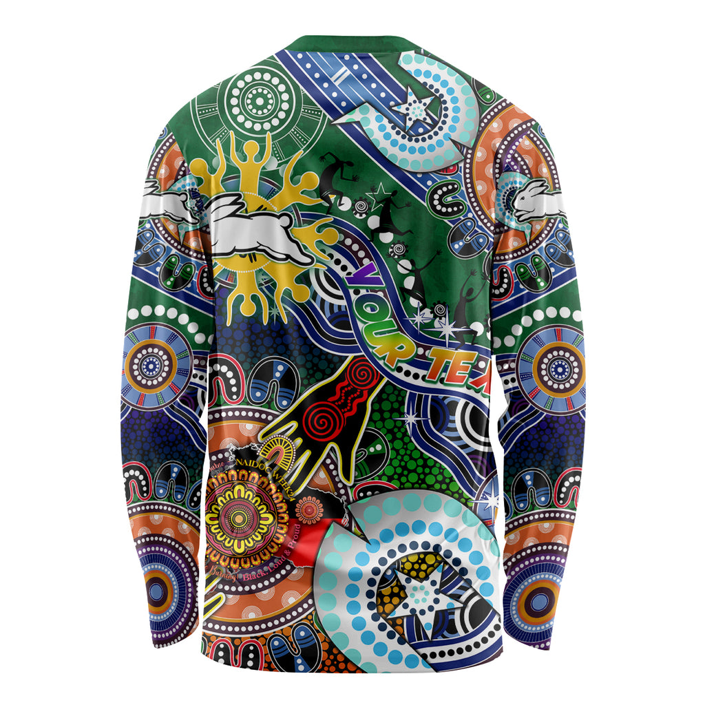 Personalised Rabbitohs NAIDOC Week 2024 Long Sleeve Shirt Australia Aboriginal Dot Painting