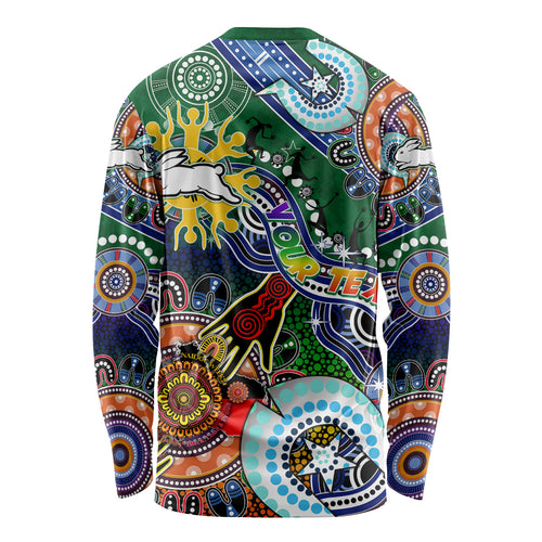 Personalised Rabbitohs NAIDOC Week 2024 Long Sleeve Shirt Australia Aboriginal Dot Painting
