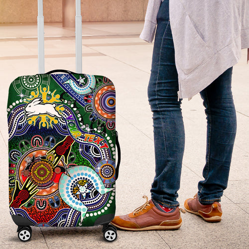 Personalised Rabbitohs NAIDOC Week 2024 Luggage Cover Australia Aboriginal Dot Painting