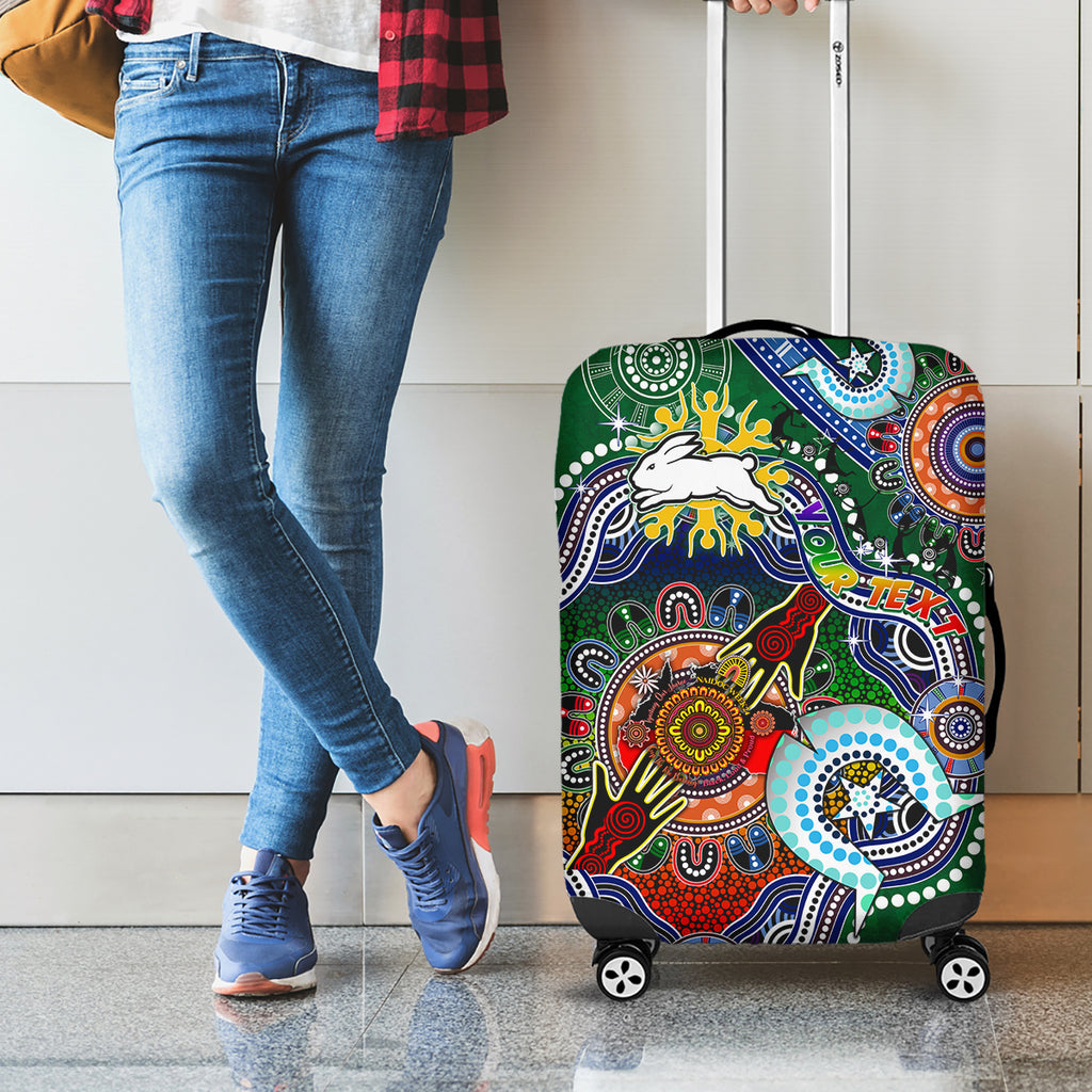 Personalised Rabbitohs NAIDOC Week 2024 Luggage Cover Australia Aboriginal Dot Painting