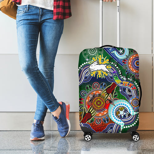 Personalised Rabbitohs NAIDOC Week 2024 Luggage Cover Australia Aboriginal Dot Painting