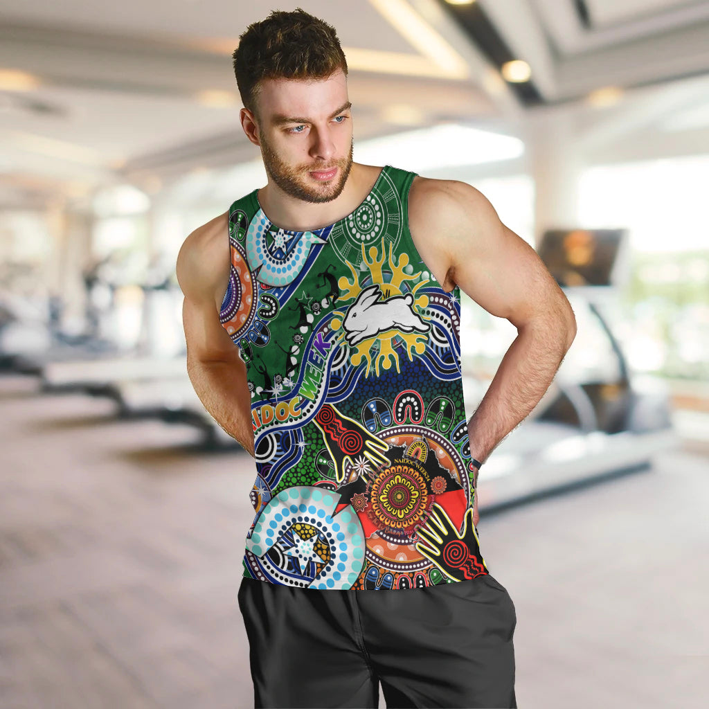 Personalised Rabbitohs NAIDOC Week 2024 Men Tank Top Australia Aboriginal Dot Painting
