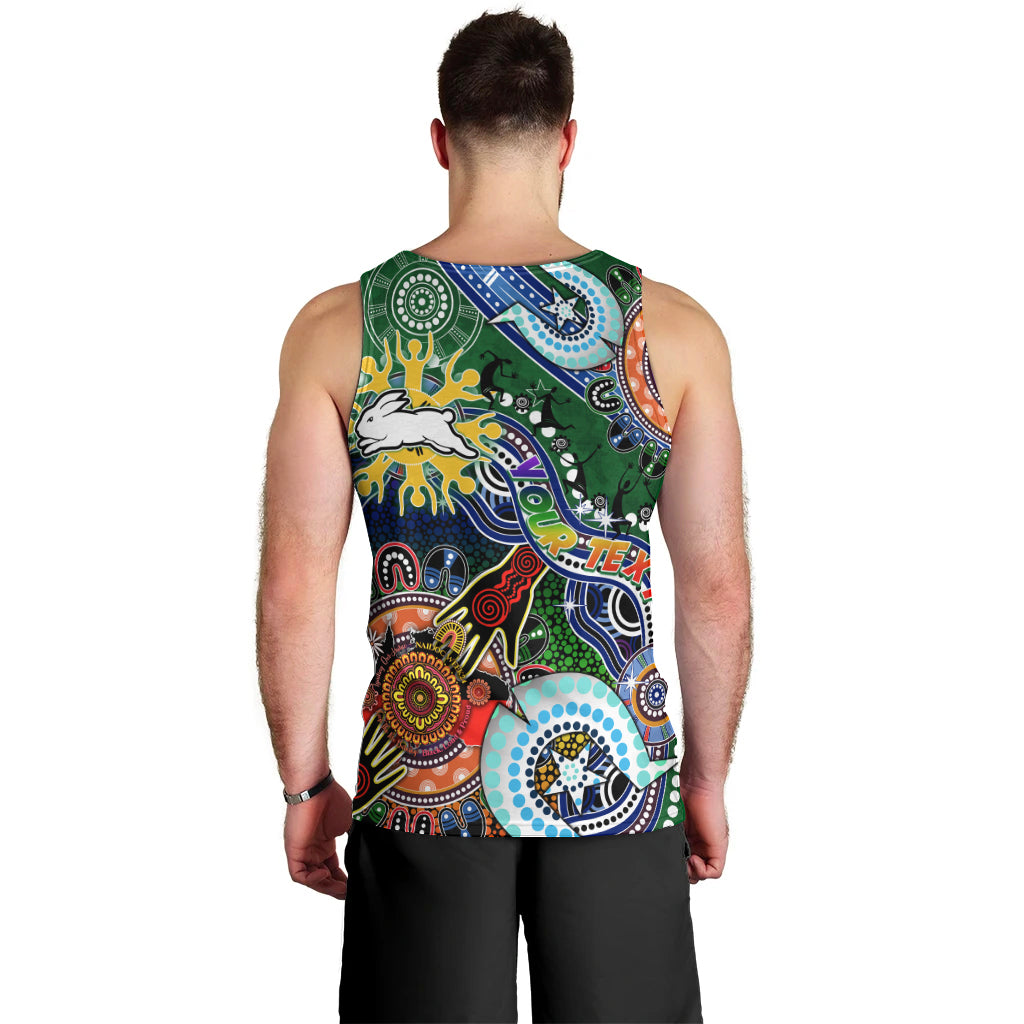 Personalised Rabbitohs NAIDOC Week 2024 Men Tank Top Australia Aboriginal Dot Painting
