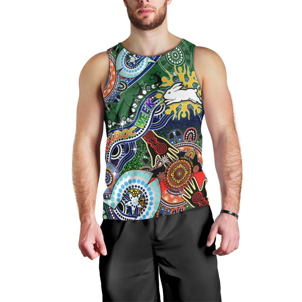 Personalised Rabbitohs NAIDOC Week 2024 Men Tank Top Australia Aboriginal Dot Painting