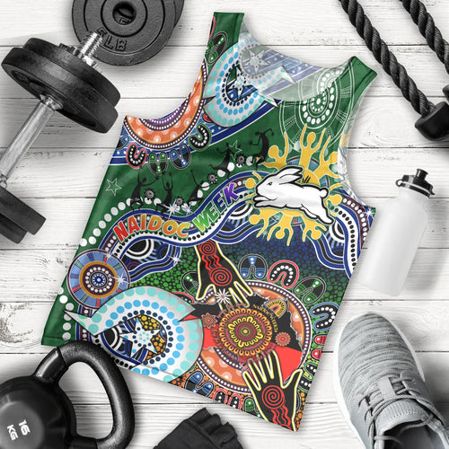 Personalised Rabbitohs NAIDOC Week 2024 Men Tank Top Australia Aboriginal Dot Painting