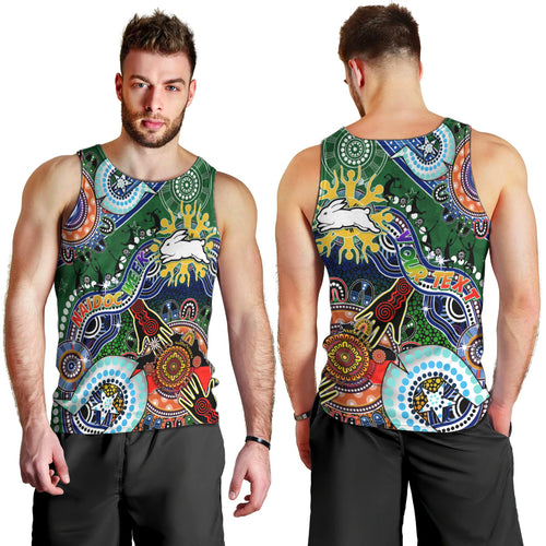 Personalised Rabbitohs NAIDOC Week 2024 Men Tank Top Australia Aboriginal Dot Painting