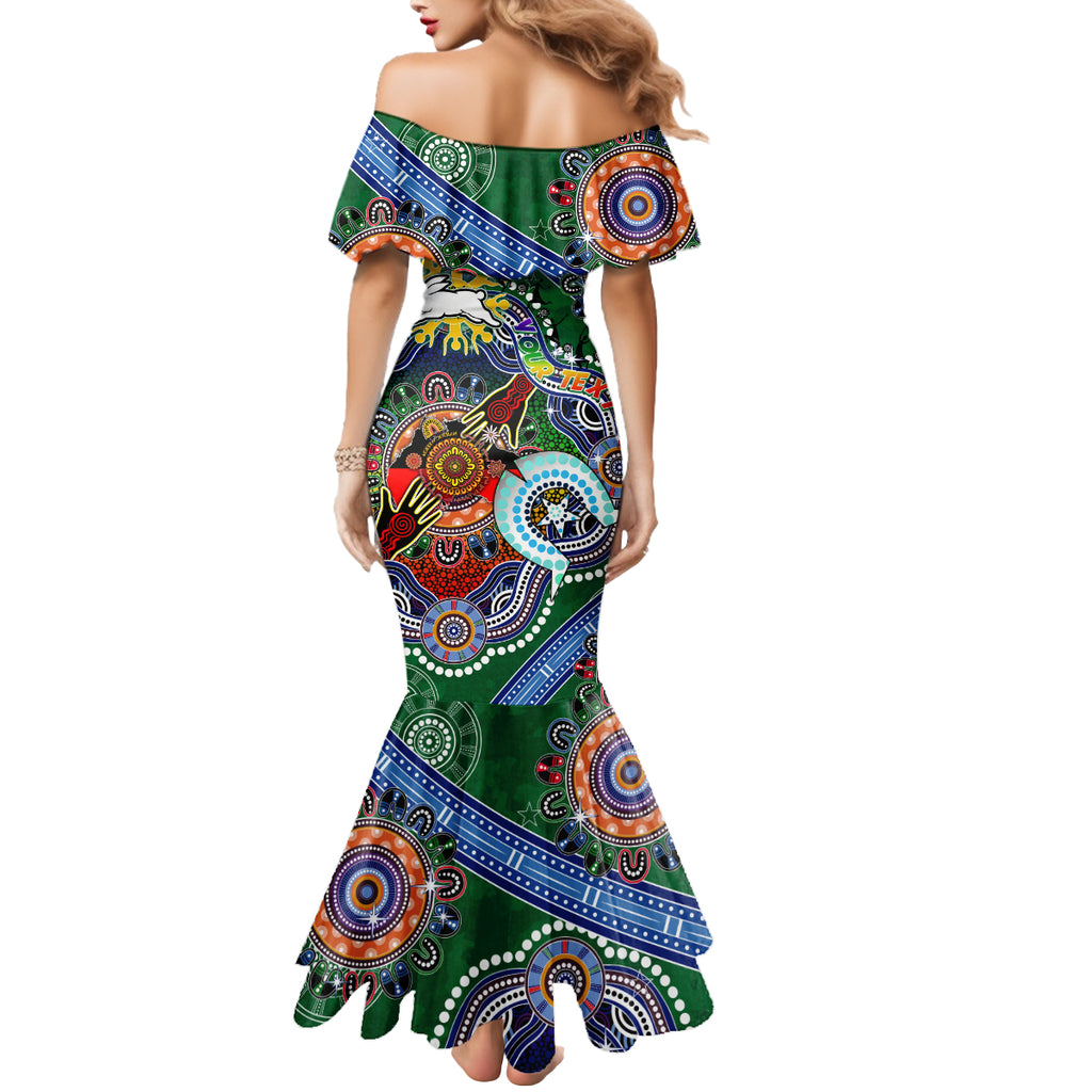 Personalised Rabbitohs NAIDOC Week 2024 Mermaid Dress Australia Aboriginal Dot Painting