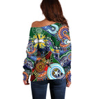 Personalised Rabbitohs NAIDOC Week 2024 Off Shoulder Sweater Australia Aboriginal Dot Painting