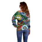 Personalised Rabbitohs NAIDOC Week 2024 Off Shoulder Sweater Australia Aboriginal Dot Painting