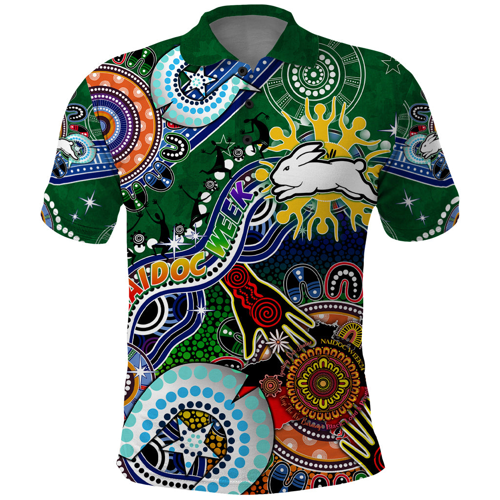 Personalised Rabbitohs NAIDOC Week 2024 Polo Shirt Australia Aboriginal Dot Painting