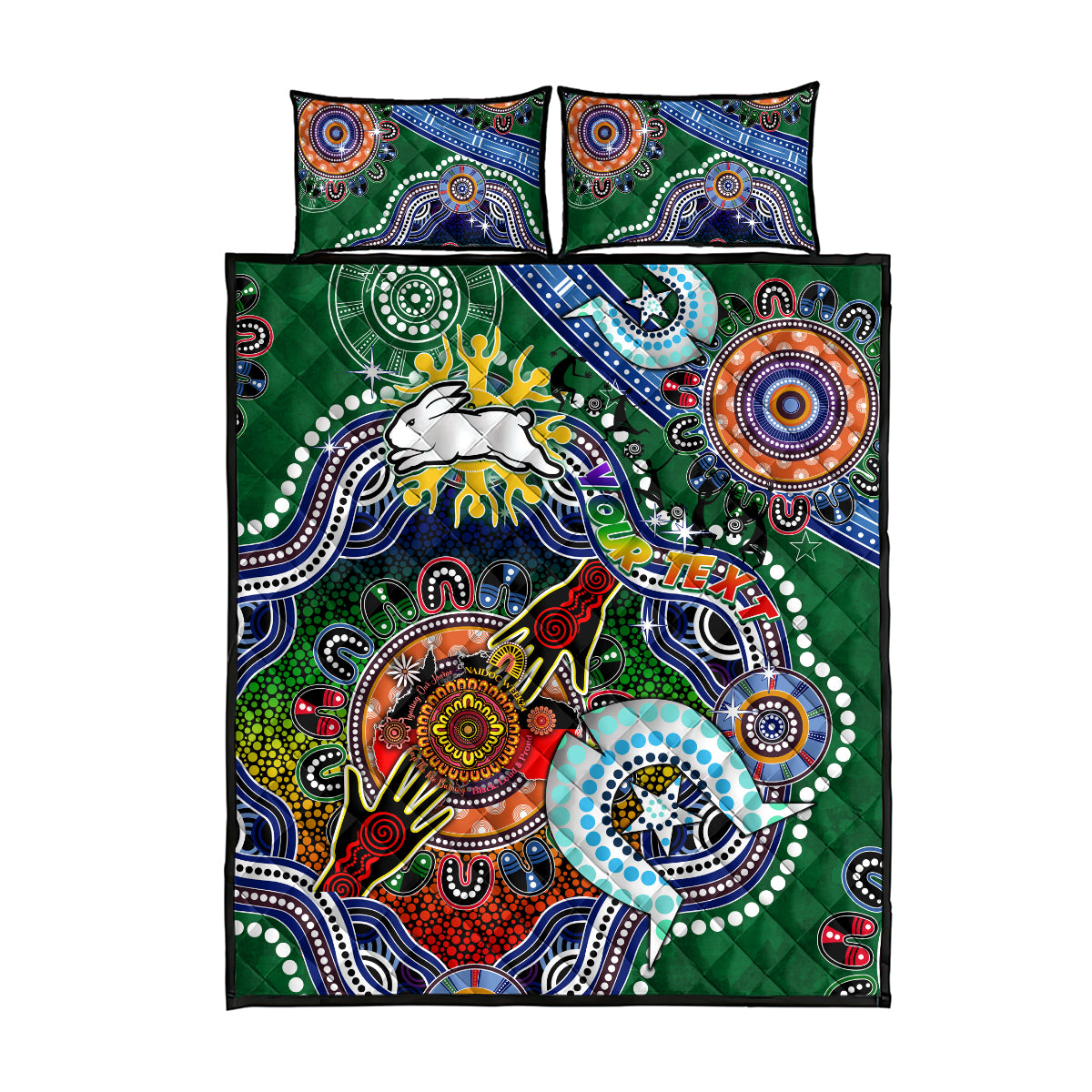 Personalised Rabbitohs NAIDOC Week 2024 Quilt Bed Set Australia Aboriginal Dot Painting