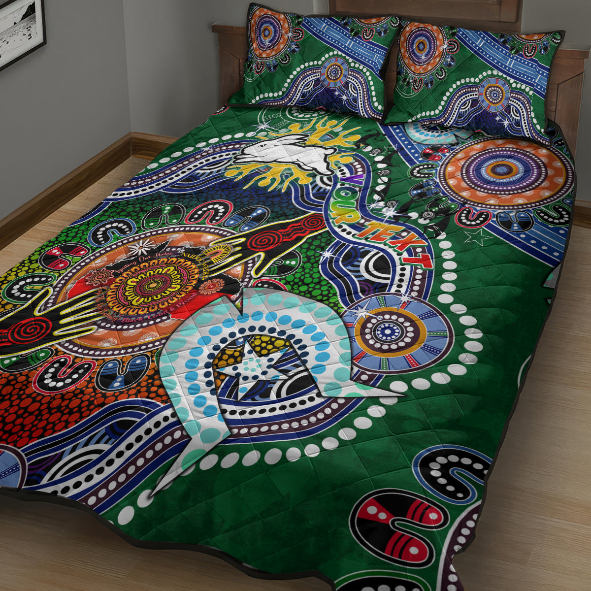 Personalised Rabbitohs NAIDOC Week 2024 Quilt Bed Set Australia Aboriginal Dot Painting