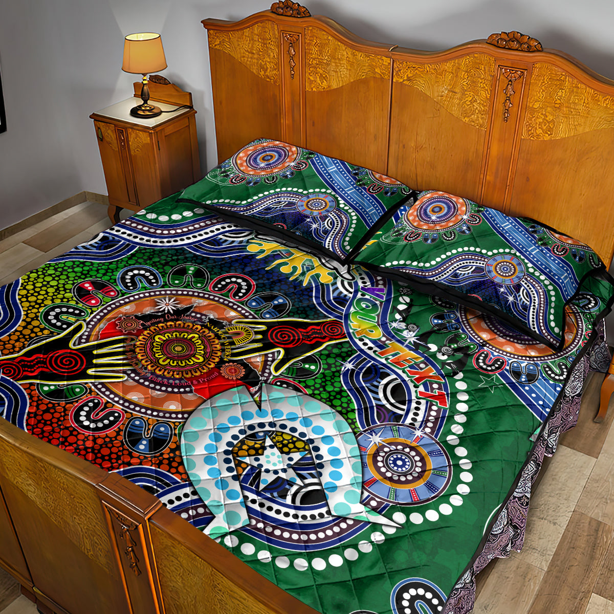 Personalised Rabbitohs NAIDOC Week 2024 Quilt Bed Set Australia Aboriginal Dot Painting