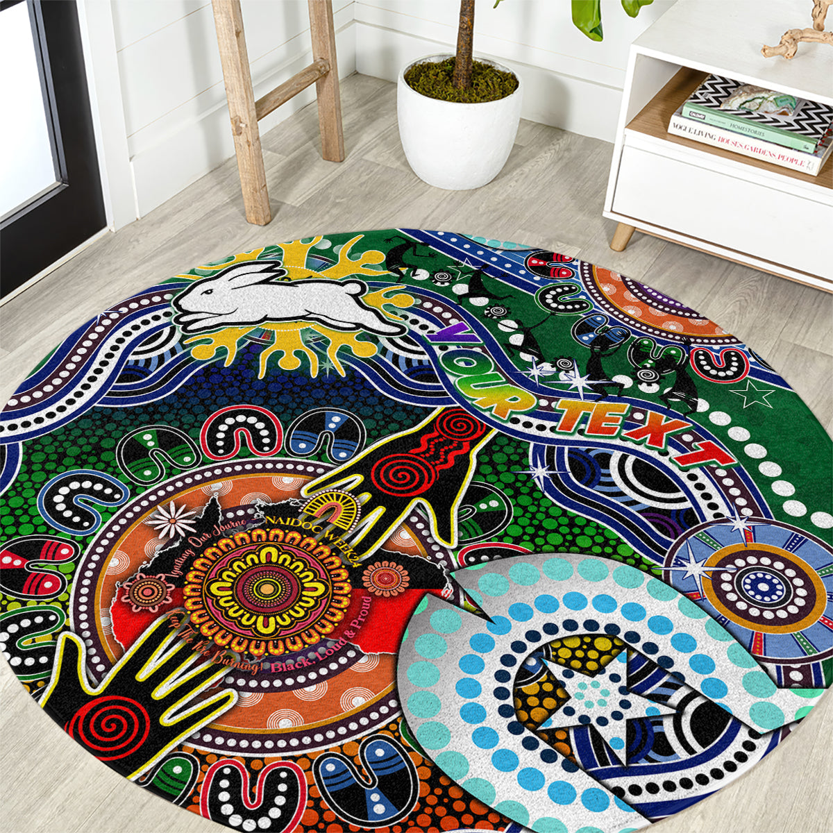 Personalised Rabbitohs NAIDOC Week 2024 Round Carpet Australia Aboriginal Dot Painting