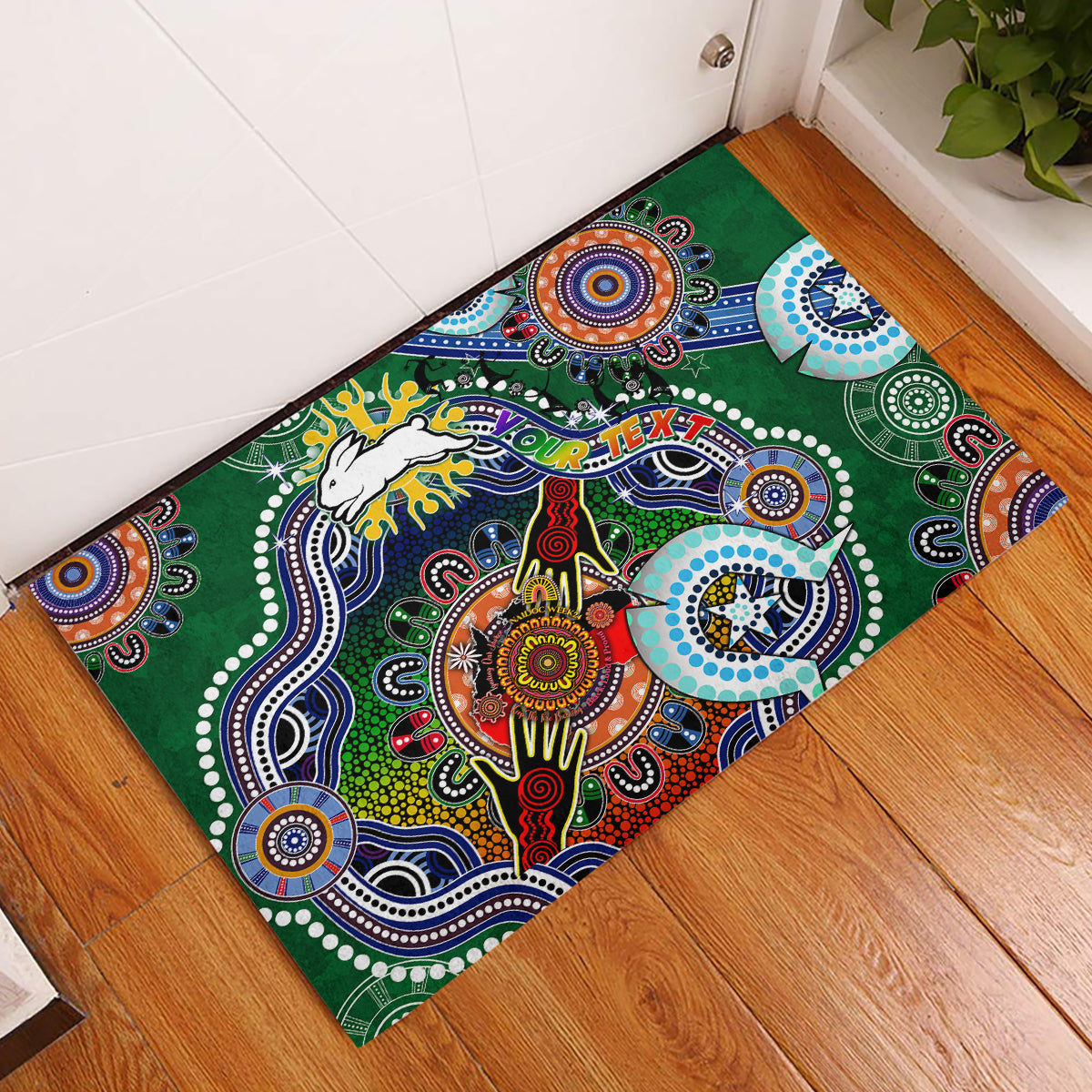 Personalised Rabbitohs NAIDOC Week 2024 Rubber Doormat Australia Aboriginal Dot Painting