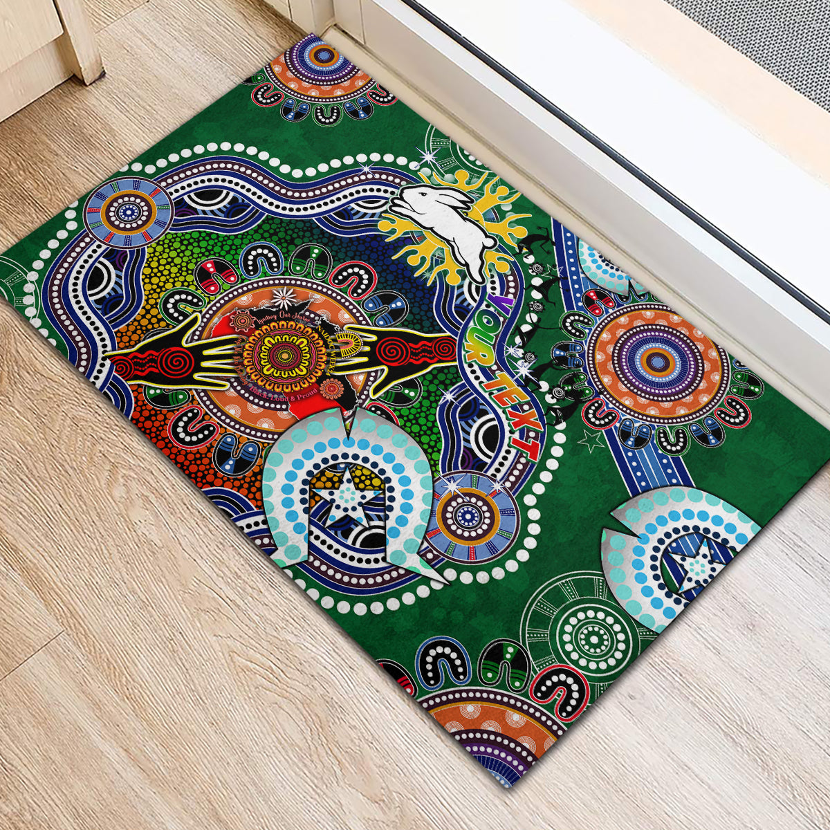 Personalised Rabbitohs NAIDOC Week 2024 Rubber Doormat Australia Aboriginal Dot Painting