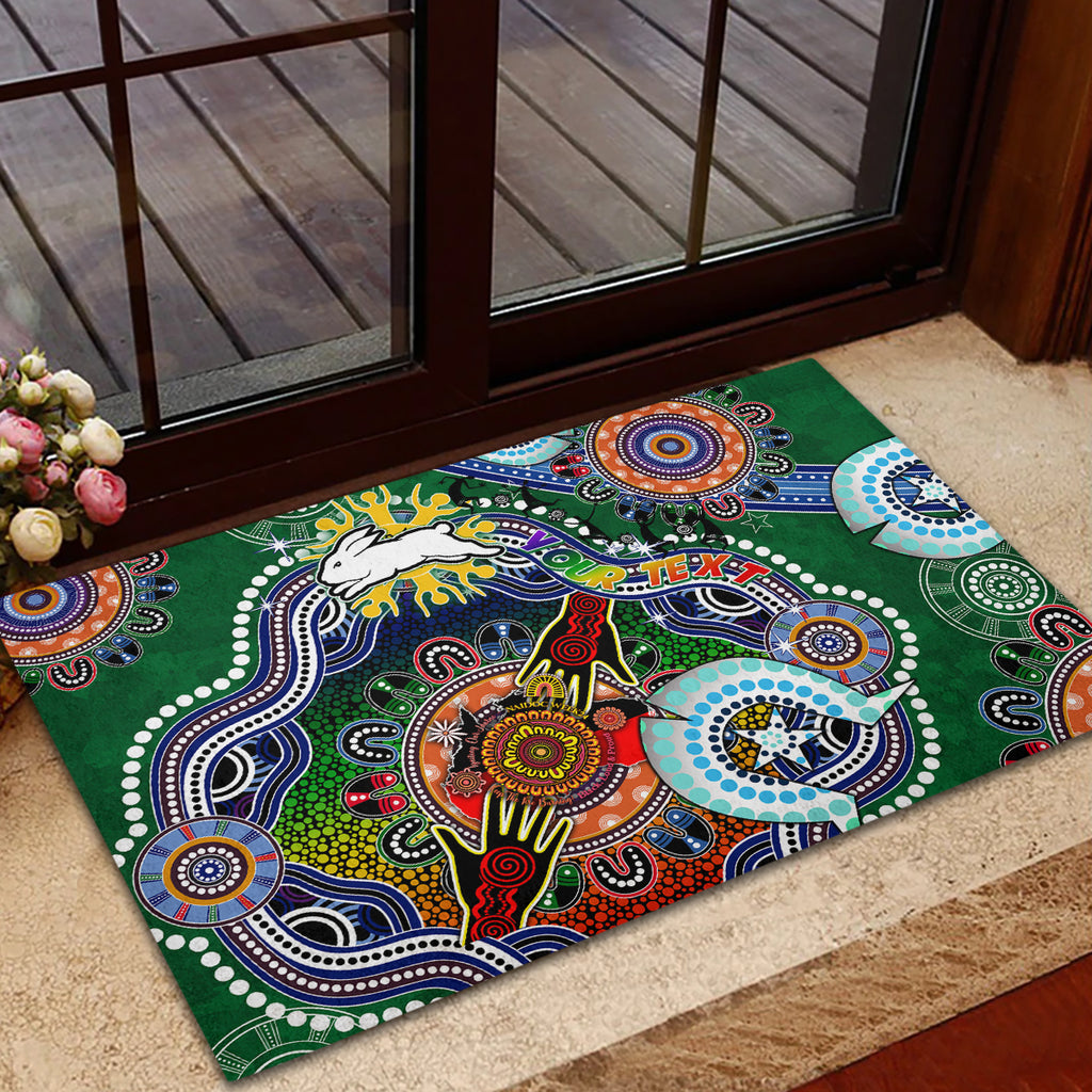 Personalised Rabbitohs NAIDOC Week 2024 Rubber Doormat Australia Aboriginal Dot Painting