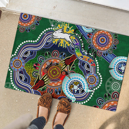 Personalised Rabbitohs NAIDOC Week 2024 Rubber Doormat Australia Aboriginal Dot Painting