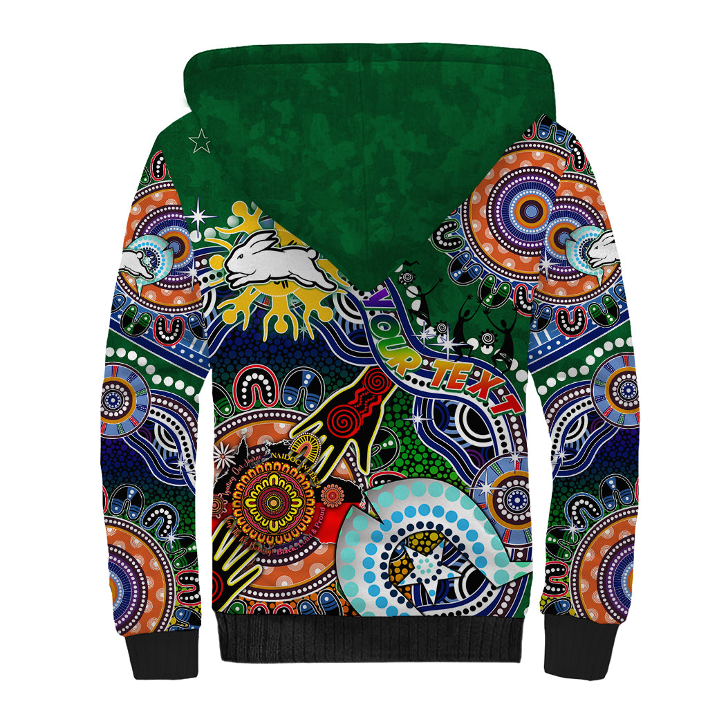 Personalised Rabbitohs NAIDOC Week 2024 Sherpa Hoodie Australia Aboriginal Dot Painting
