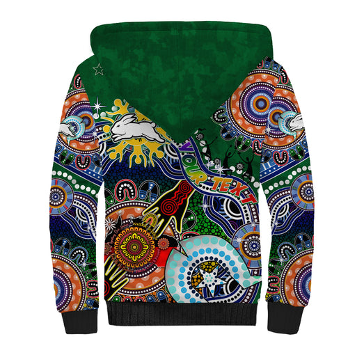 Personalised Rabbitohs NAIDOC Week 2024 Sherpa Hoodie Australia Aboriginal Dot Painting