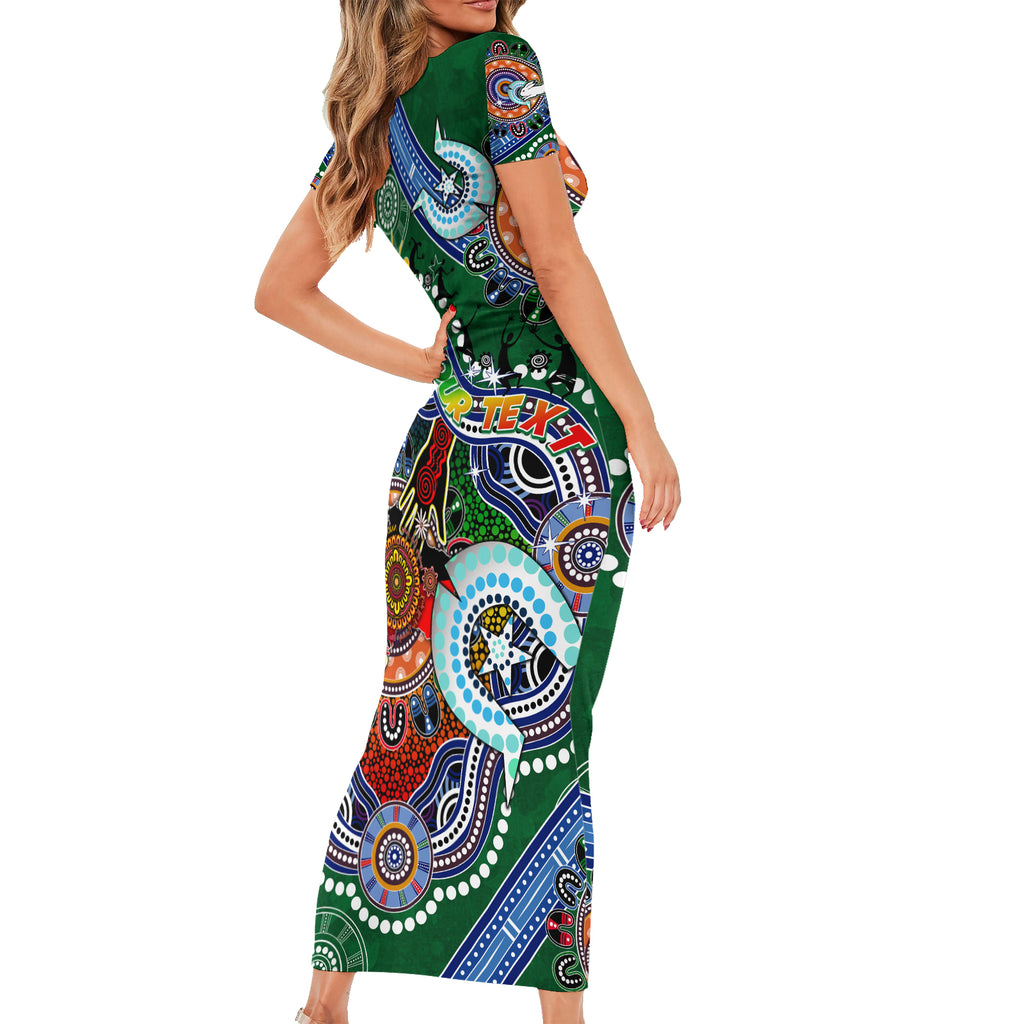 Personalised Rabbitohs NAIDOC Week 2024 Short Sleeve Bodycon Dress Australia Aboriginal Dot Painting