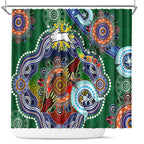 Personalised Rabbitohs NAIDOC Week 2024 Shower Curtain Australia Aboriginal Dot Painting