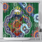 Personalised Rabbitohs NAIDOC Week 2024 Shower Curtain Australia Aboriginal Dot Painting