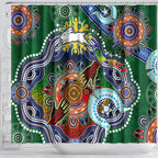 Personalised Rabbitohs NAIDOC Week 2024 Shower Curtain Australia Aboriginal Dot Painting