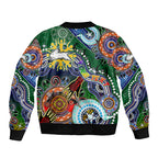 Personalised Rabbitohs NAIDOC Week 2024 Sleeve Zip Bomber Jacket Australia Aboriginal Dot Painting