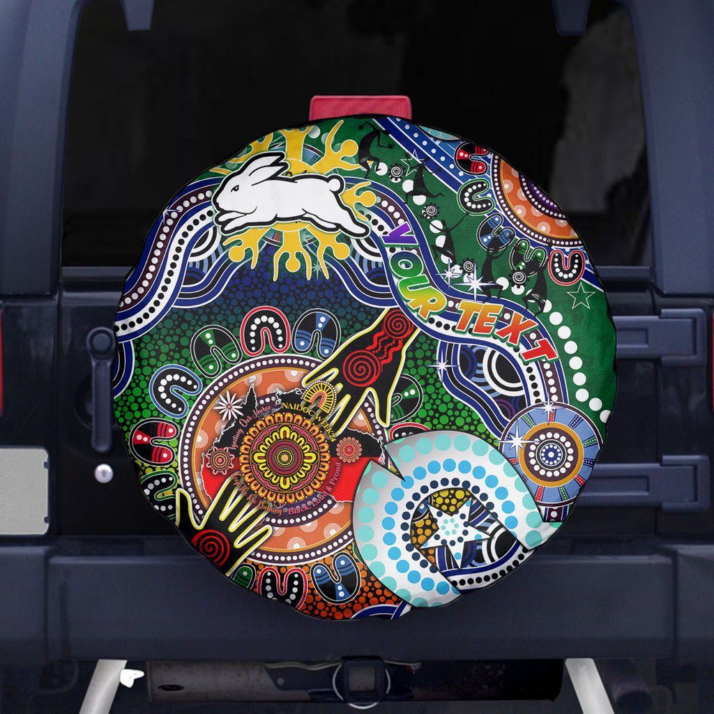 Personalised Rabbitohs NAIDOC Week 2024 Spare Tire Cover Australia Aboriginal Dot Painting