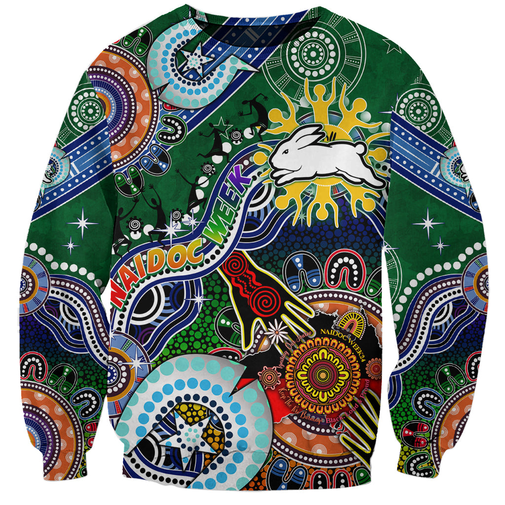 Personalised Rabbitohs NAIDOC Week 2024 Sweatshirt Australia Aboriginal Dot Painting