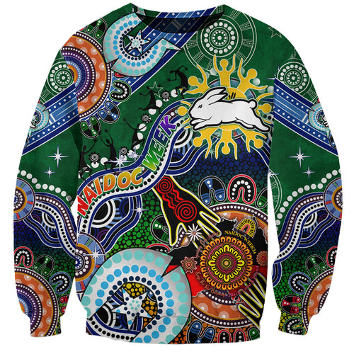 Personalised Rabbitohs NAIDOC Week 2024 Sweatshirt Australia Aboriginal Dot Painting