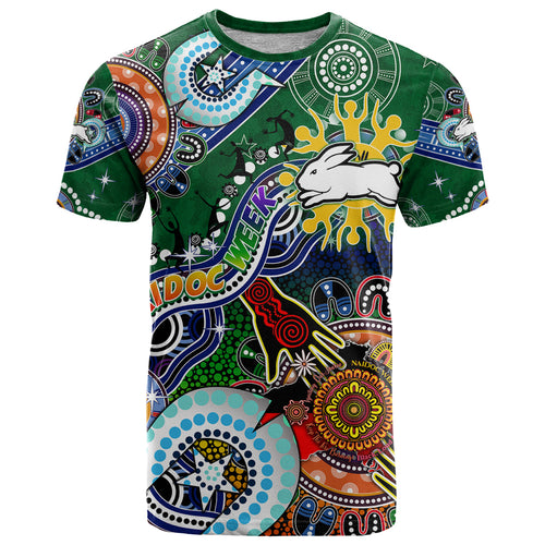 Personalised Rabbitohs NAIDOC Week 2024 T Shirt Australia Aboriginal Dot Painting