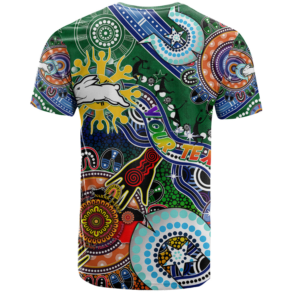 Personalised Rabbitohs NAIDOC Week 2024 T Shirt Australia Aboriginal Dot Painting