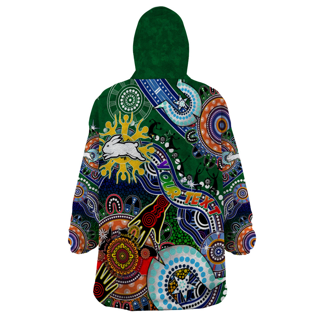 Personalised Rabbitohs NAIDOC Week 2024 Wearable Blanket Hoodie Australia Aboriginal Dot Painting