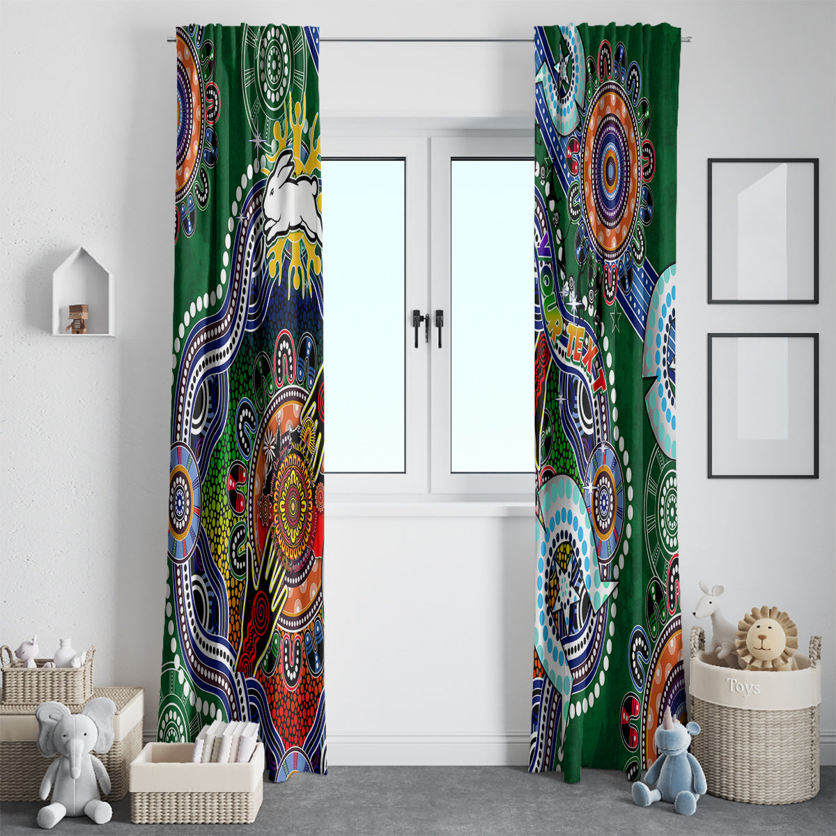 Personalised Rabbitohs NAIDOC Week 2024 Window Curtain Australia Aboriginal Dot Painting