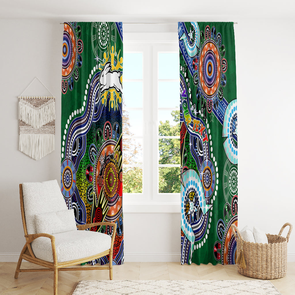 Personalised Rabbitohs NAIDOC Week 2024 Window Curtain Australia Aboriginal Dot Painting