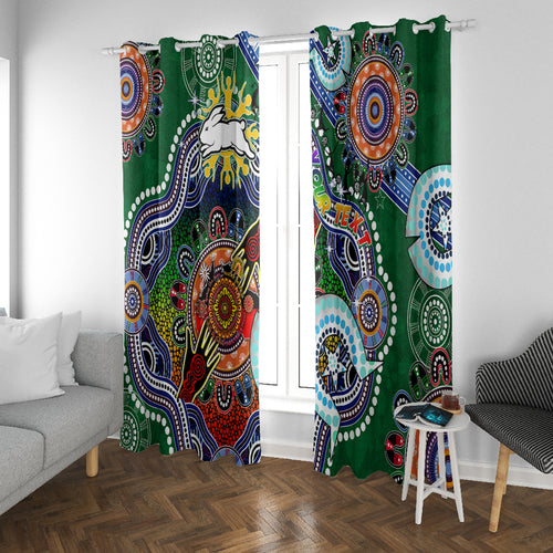 Personalised Rabbitohs NAIDOC Week 2024 Window Curtain Australia Aboriginal Dot Painting
