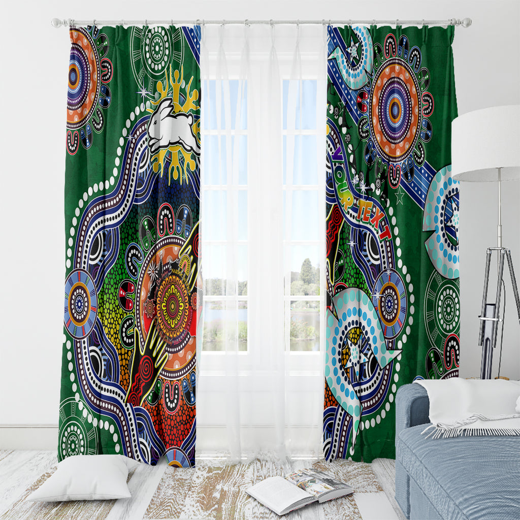 Personalised Rabbitohs NAIDOC Week 2024 Window Curtain Australia Aboriginal Dot Painting