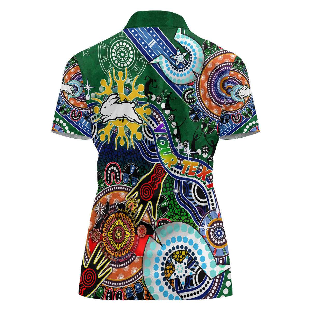 Personalised Rabbitohs NAIDOC Week 2024 Women Polo Shirt Australia Aboriginal Dot Painting